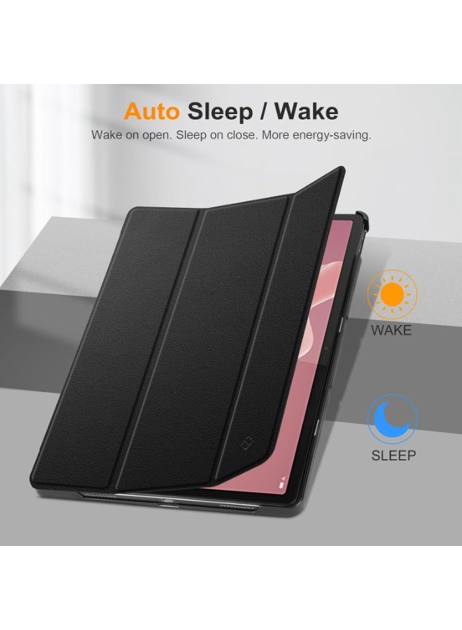 حافظة  لجهاز Lenovo Tab P12 مقاس 12.7 بوصة TB370FU 2023، حافظة قابلة للطي فائقة النحافة مزودة بوظيفة السكون/الاستيقاظ التلقائي ووظيفة الحامل وحامل قلم مدمج، أسود - Image 4